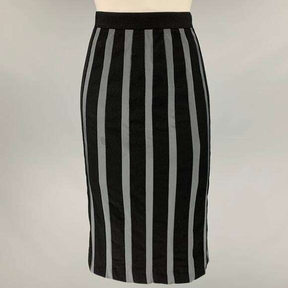 JEAN PAUL GAULTIER Size 4 Black Grey Stripe Pencil Skirt - Picture 1 of 5
